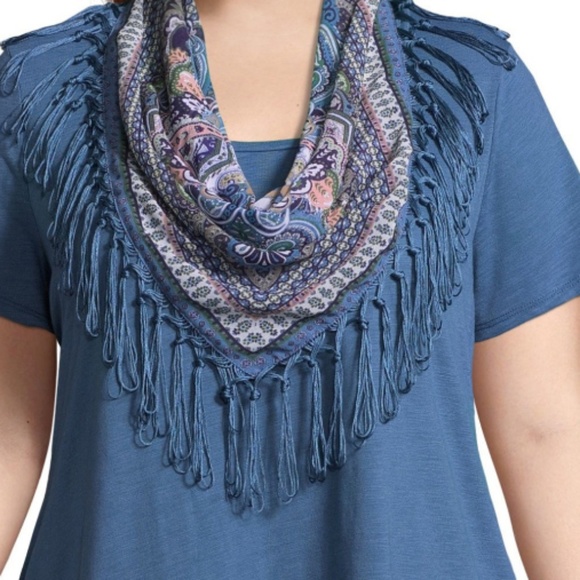 PLUS SIZE 2X Unity World Wear Knit Top with Scarf - Picture 2 of 3